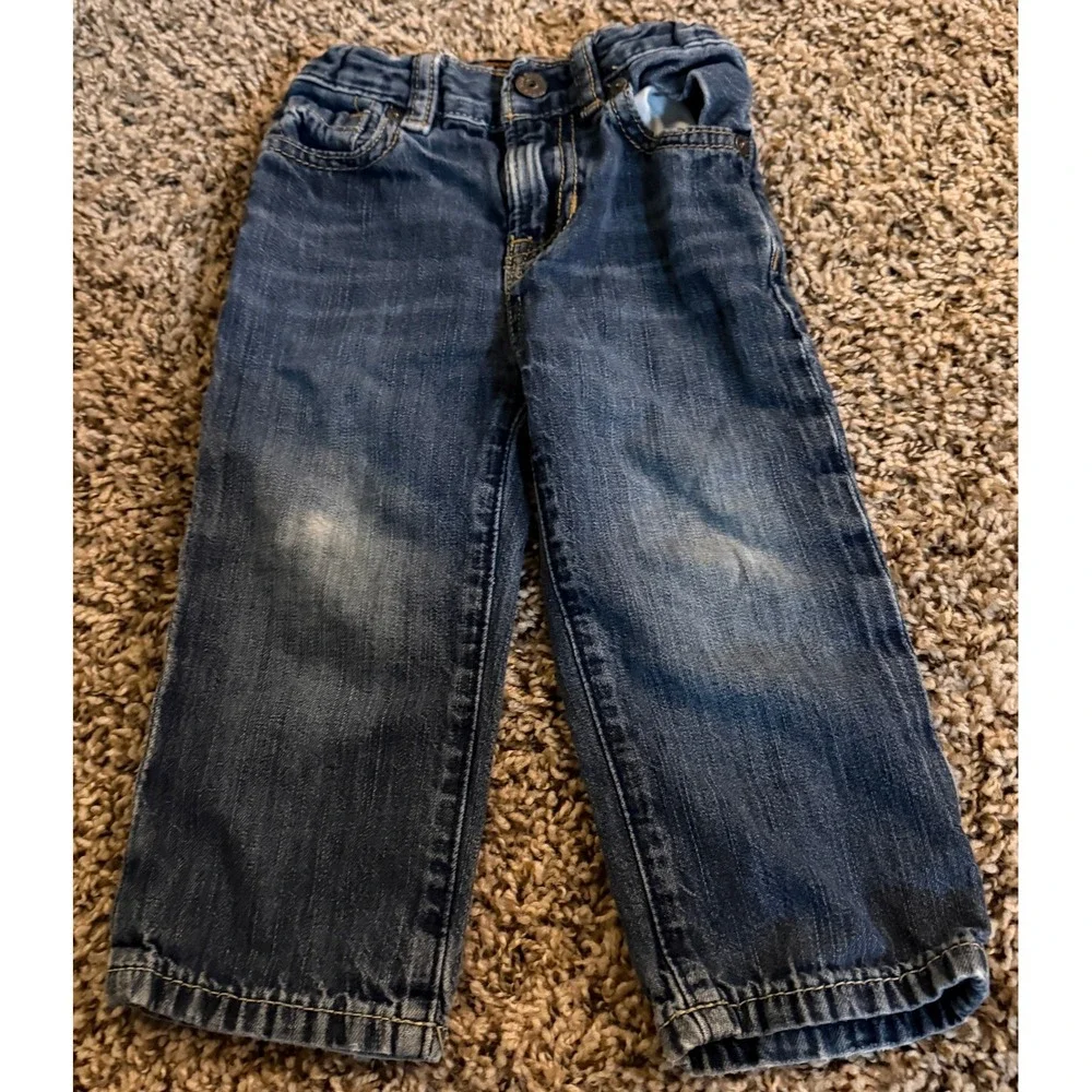 Carter's-Baby Gap Green Sleeveless Floral Bodysuit & Blue Jeans 24/18-24 Months